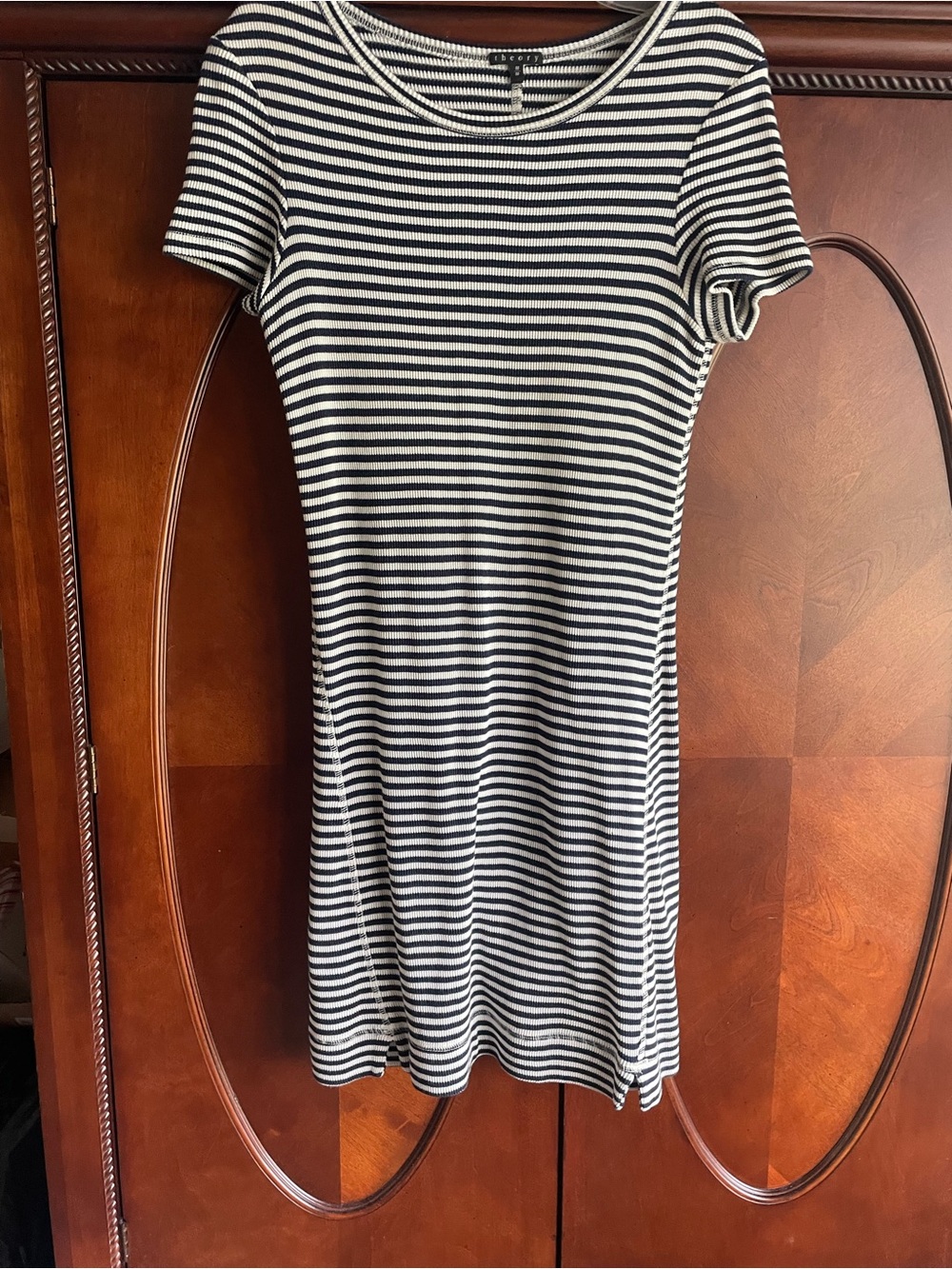 Theory navy and white stripe dress